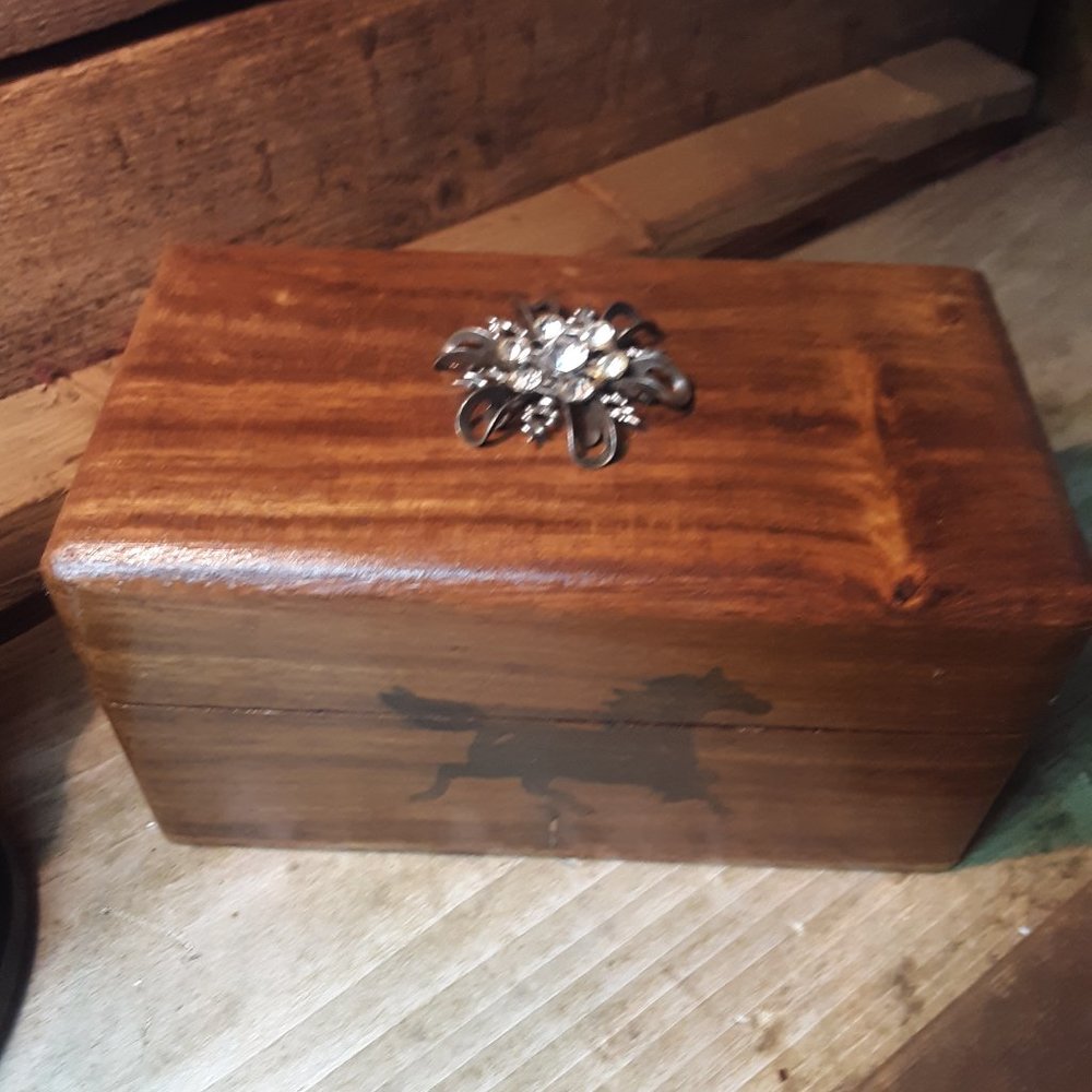 Cute Wood Jewelry Box with Horse